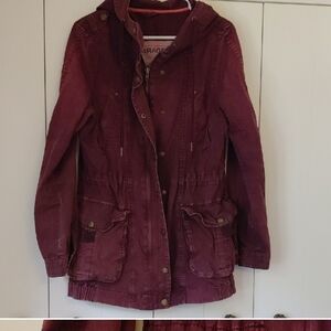 Garage Red Utility Jacket with Hood